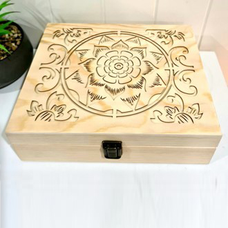 Essential Oil Box – Wood Carved Lotus Flower
